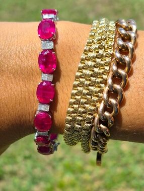 14k Gold & Natural Diamond Ruby Tennis Bracelet